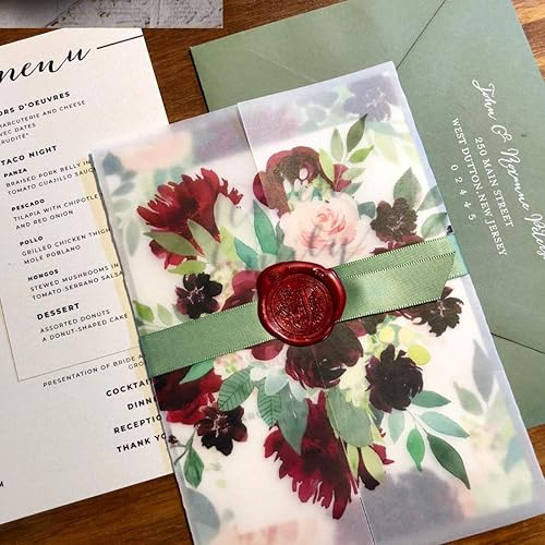 Miniatura 5 de TELOSMA 6 varillas de cera de sellado rojo sangre con mecha, adecuadas para sobres, invitaciones, envoltura de regalos, botella de vino, té o caja