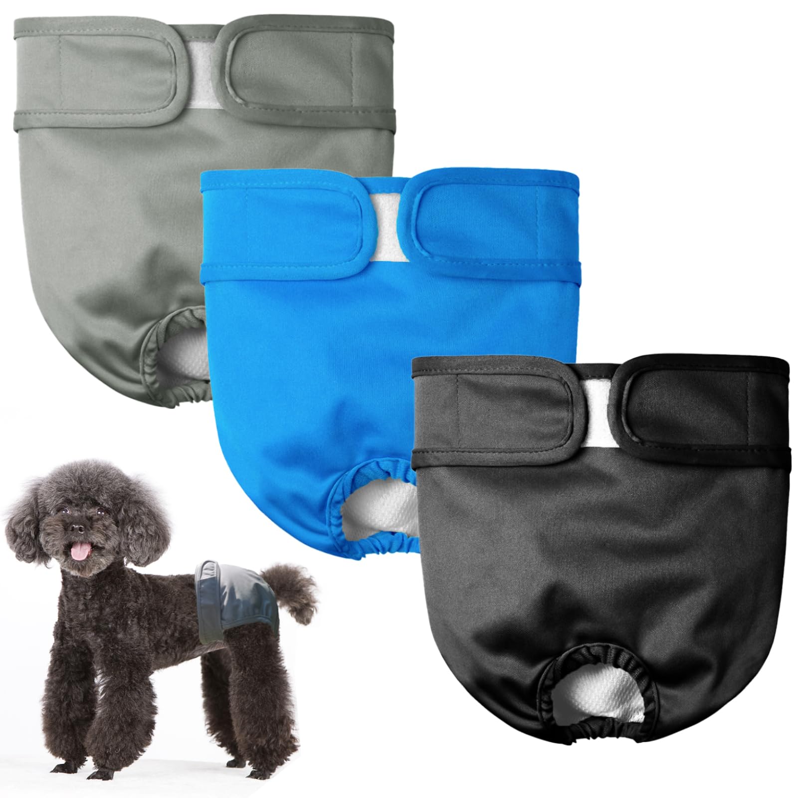 3 Piezas Pañales Perro Hembra Reutilizables, XL Pañales para Perros Hembra Lavables, Braga para Celo Perras, Altamente Absorbentes (S Pequeño 28-38 cm Cintura)