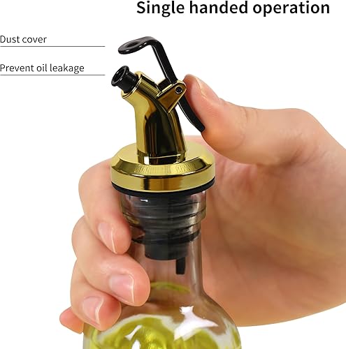 Miniatura 10 de 6 boquillas dispensadoras de aceite plateadas, boquilla dispensadora de aceite de oliva para tapón de botella, tapa a prueba de fugas para aceite,