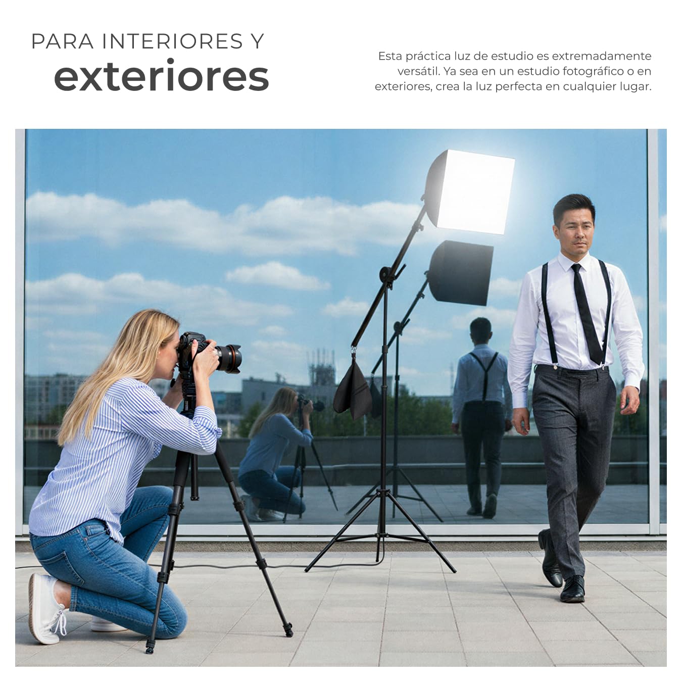 tectake® Kit iluminación Estudio fotográfico, Set de Softbox con Trípode, Iluminacion Fotografia, Foco Luz, Foco de Luz Fotografia, Accesorios para Video, Estructura de Aluminio - 3 Softboxes