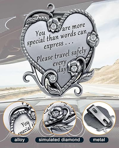 Miniatura 2 de Clip de visera en forma de corazón con incrustaciones de piedras preciosas, clip de visera de ángel de la guarda, un talismán elegante para la