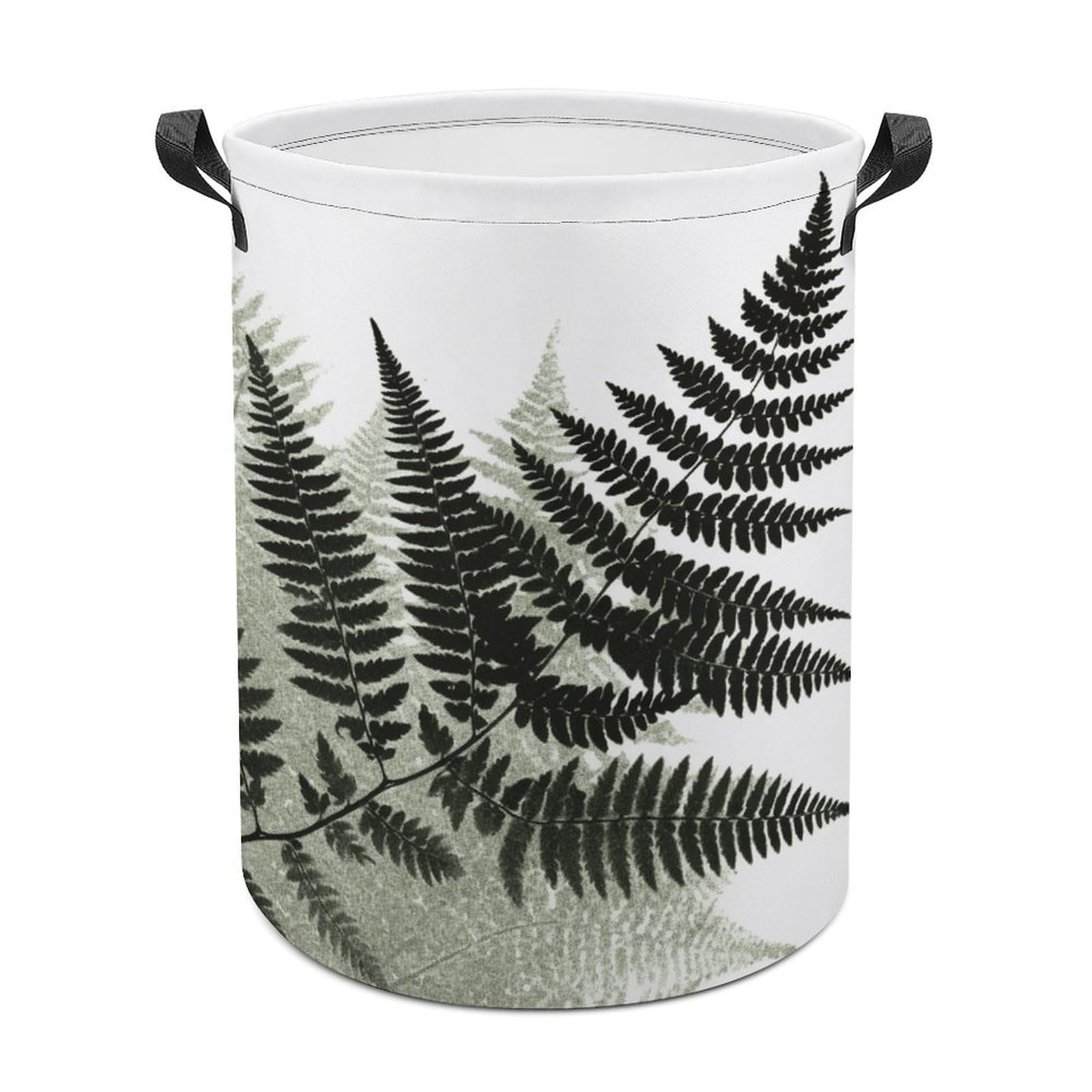 Natural Plant Silhouette Fern Leaf Laundry Basket Large Foldable Laundry Hamper Waterproof Clothes Hamper with Handles Durable Dirty Clothes Storage Bucket for Bedroom Bathroom Laundry Room