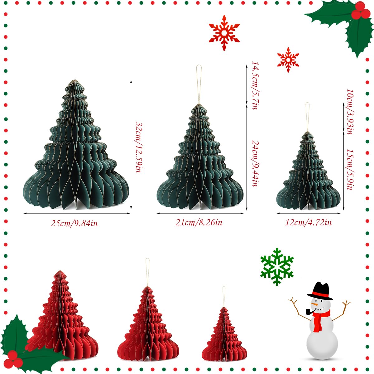 10er Set Papier Weihnachtsbaum Grün, Faltbarer 3D  Produktbild-Vorschau 6