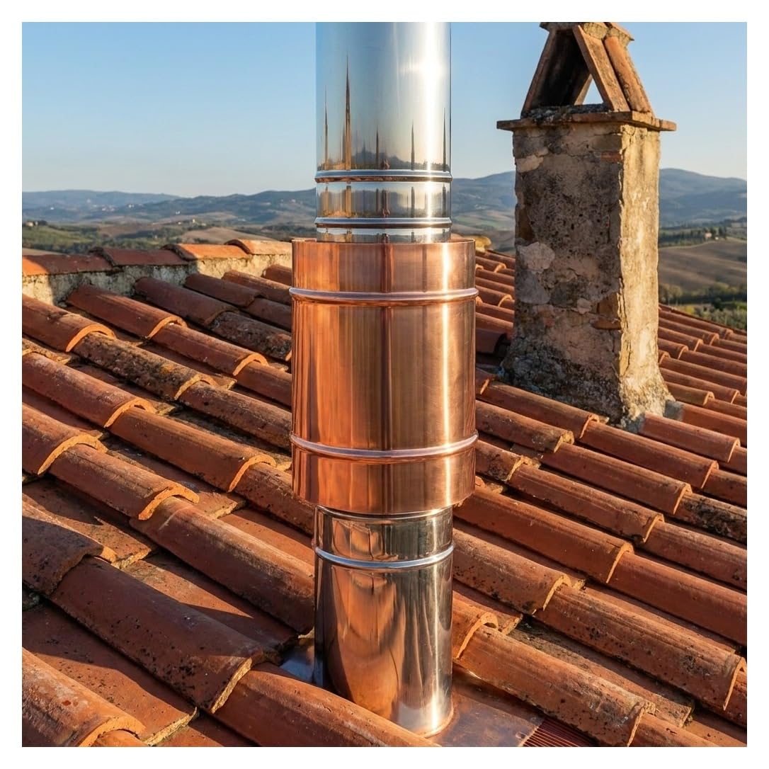 MAKA Modulo Prelievo Fumi Canna Fumaria Doppia Parete Rame Ø 130 mm