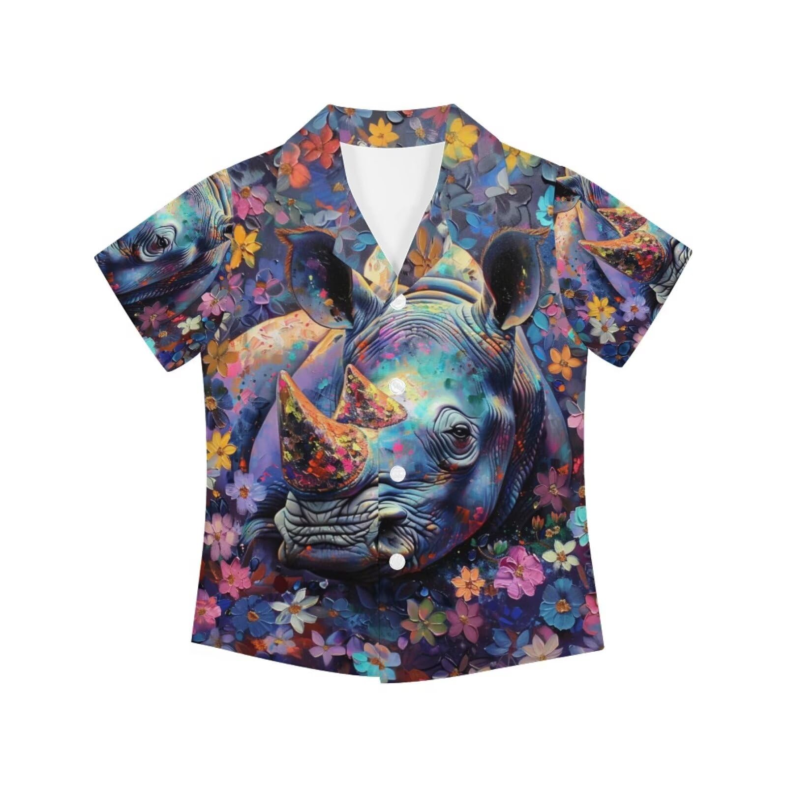 PinUp Angel Funky Casual Hawaiian Shirt Kids Boys Girls Art Oil Painting Animal Pattern Short Sleeve Unisex Beach Shirt