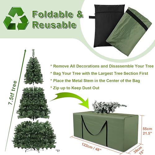 Miniatura 4 de Cosmos Bolsa de almacenamiento para árbol de Navidad, impermeable, contenedor de almacenamiento para árbol artificial de Navidad, bolsa de polvo con