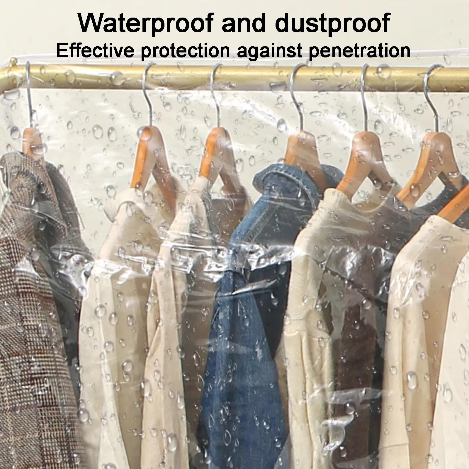 Bolsas Transparentes para Ropa, Fundas Protectoras contra el Polvo, Perchas de Suelo con Cremallera para Trajes, Camisas, Chaquetas y Vestidos Largos (130 x 50 x 150 cm, 51 x 20 x