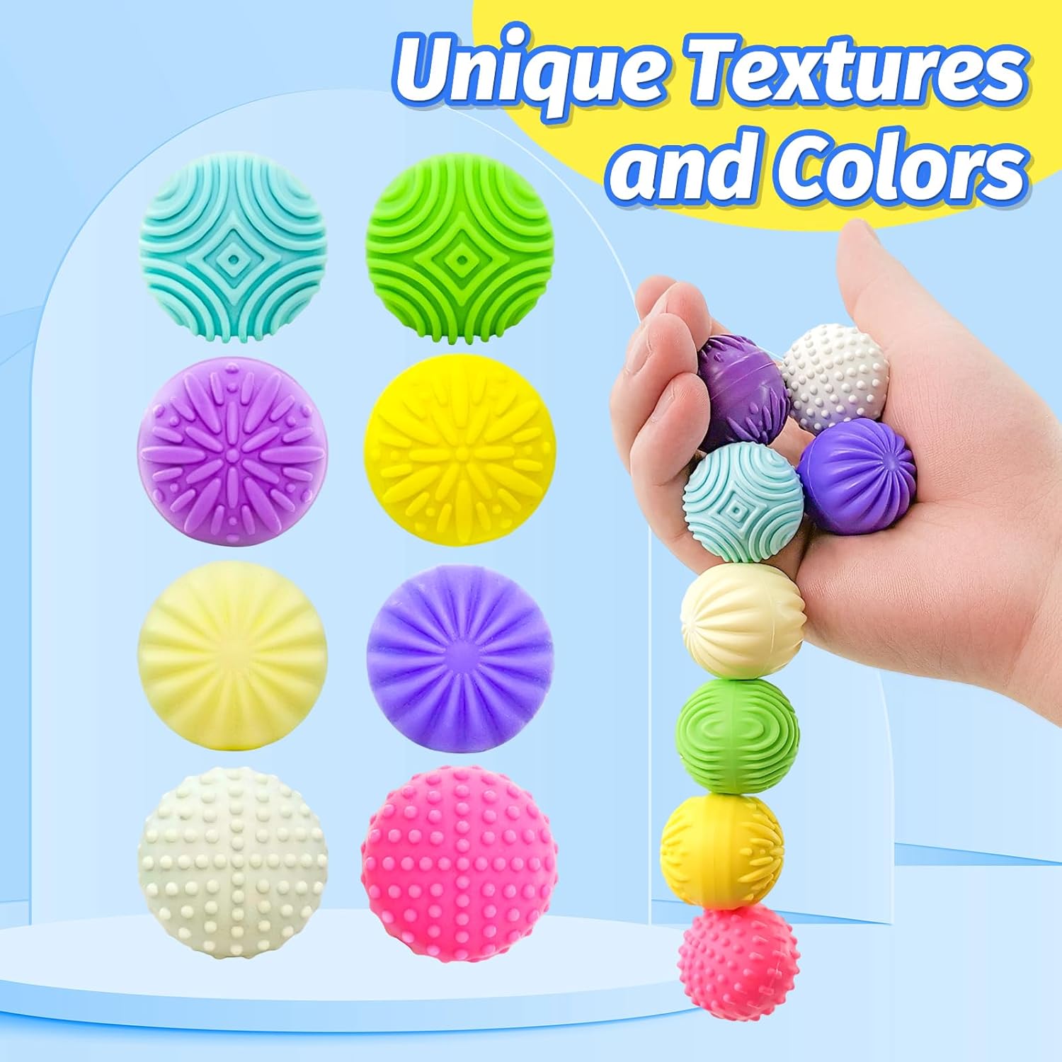 Fidget Magnet Ball Toy, 8 PCS Multi Color Texture Tactile Sensory Gift for Teens Adult ADHD Autism Anxiety, Silent Stress Relief Massage Roller Item Desk Toy for Home Office Calm Down with Case - Image 3