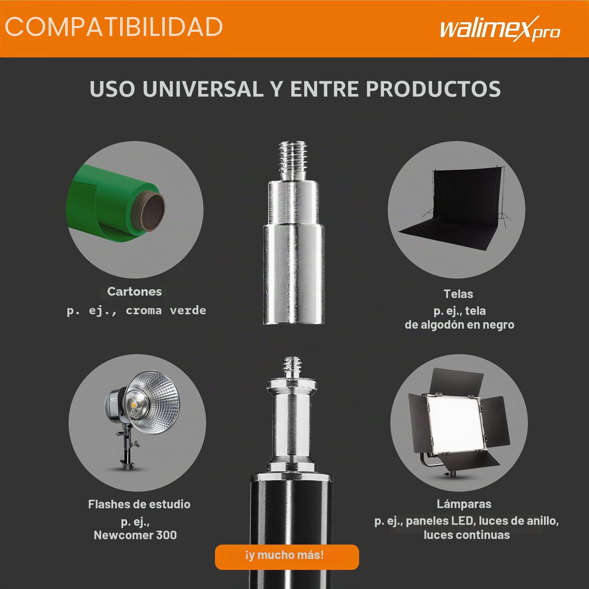 Walimex pro background system XXL 190-465cm - set de fondo profesional estable y grande para estudio y móvil, para fotografía video y pantalla verde, altura hasta 400cm