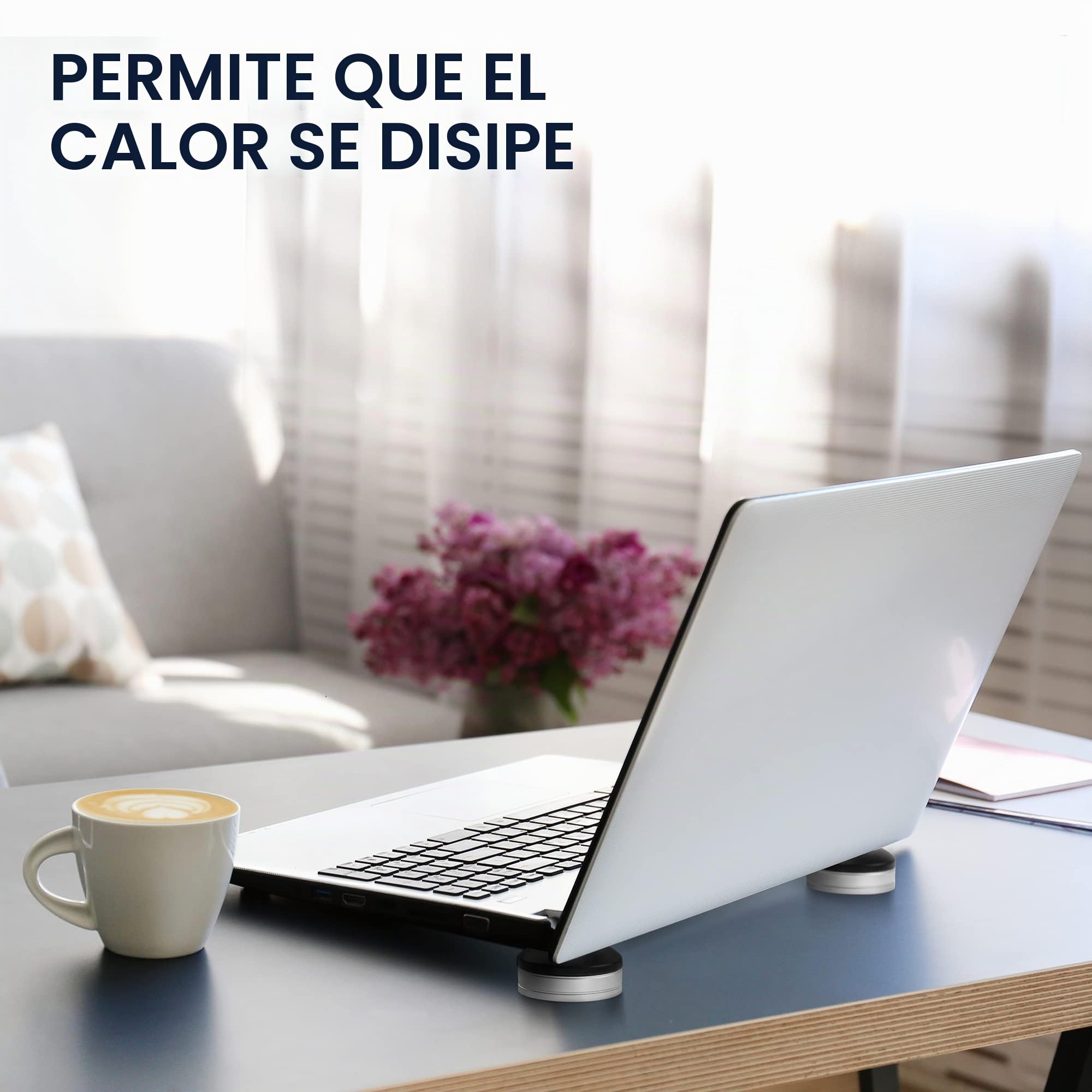kwmobile Soporte Ordenador portátil/ultrabook - Mini Almohadillas Elevación y Refrigeración para Laptop - Altura Ajustable