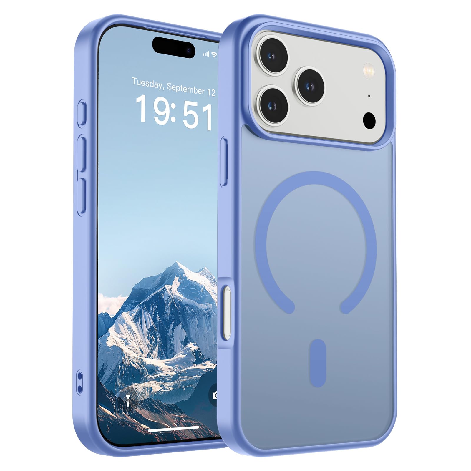 SUPFINE Magnetic for iPhone 17 Pro Max Case (Compatible with MagSafe)(Military Grade Drop Protection) Translucent Matte Shockproof with Anti-Fingerprint Phone Cover 2025,Blue Purple