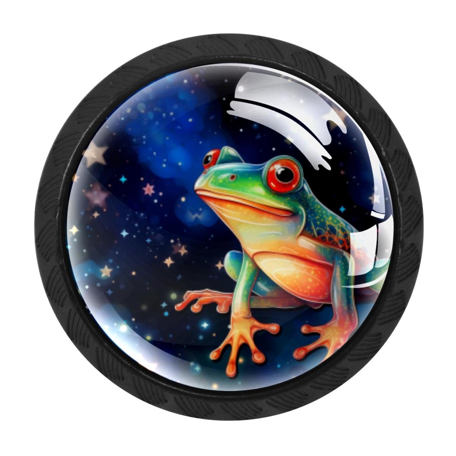 Chenzzzz Multicolored 04 4 Pieces Starry Frog Drawer Knobs, 35Mm Black Kitchen Cabinet Knobs, Drawer Pulls And Knobs, Glass Cabinet Hardware Single Hole Knob For Cabinets And Drawers Round
