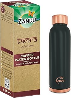 - Zandu Copper Bottle (Green): Prepared with 100% Pure Copper |Supports Digestive & Liver Health | Helps Enhance Immunity| Useful in Promoting Overall Health (Pack of 950 ml)