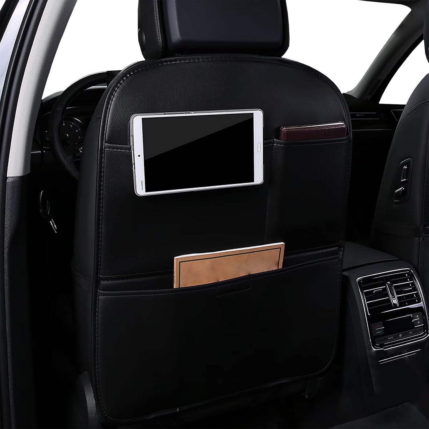 Kick Mats Back Seat Protector for Toyota RAV4: Car Seat Back Protectors for Kick Feet with Large Capacity Pocket Storage Organizer(#004 Black -2pcs)