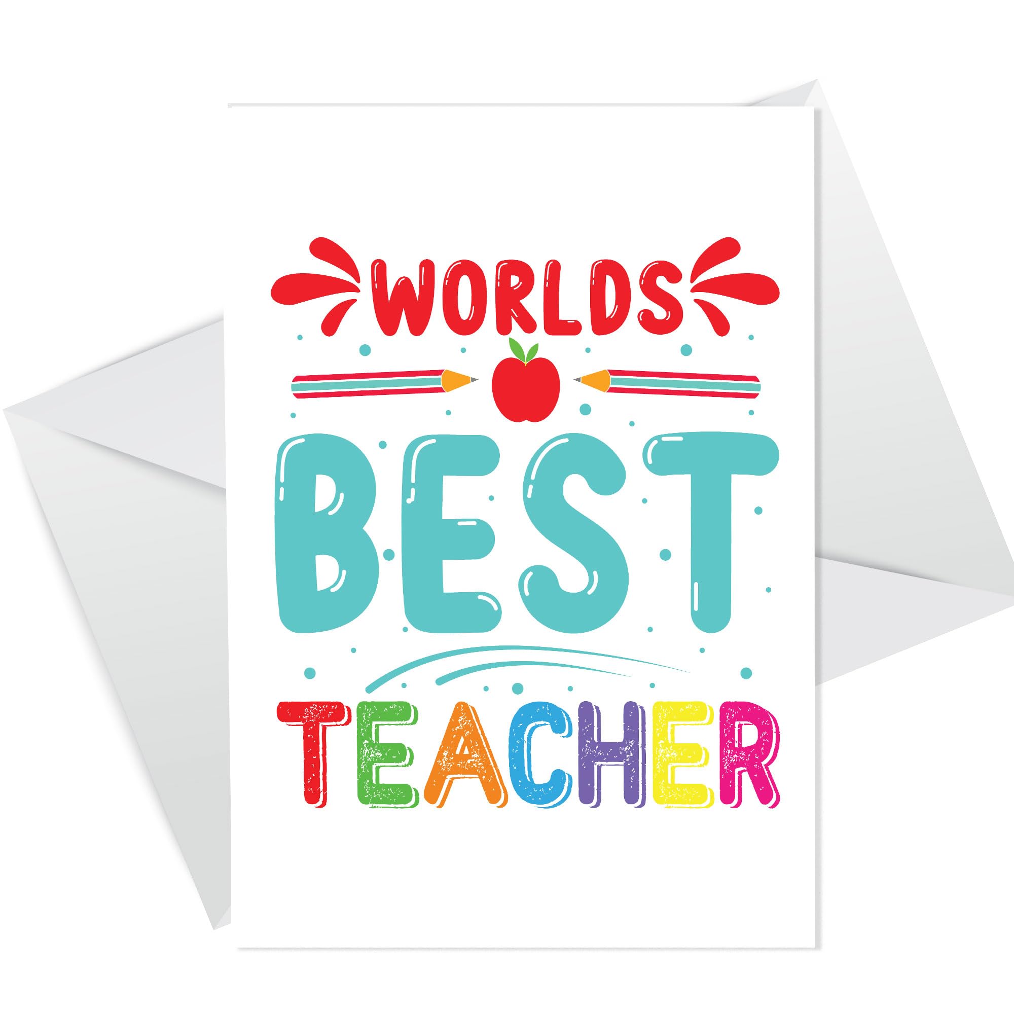 RED OCEAN Worlds Best Teacher Card Thank You Card For Teacher Leaving School Nursery Pre School Card For Him Her