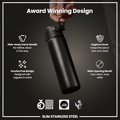 Miniatura 6 de ION8 Botella de agua de acero, 20.3 fl oz20 onzas, a prueba de fugas, fácil de abrir, bloqueo seguro, apto para lavavajillas, cubierta abatible