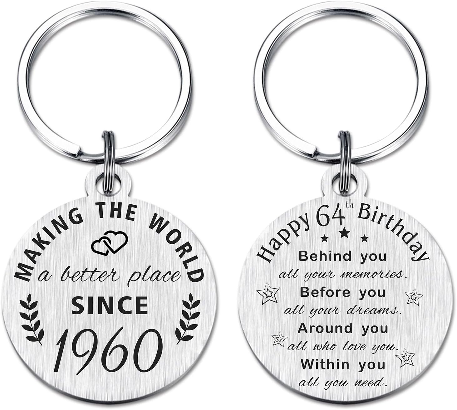 ABNTY 64th Birthday Gifts for Women Men, 64 Year Old Birthday Keychain, Born in 1962 Gifts, 1962 Birthday Decorations