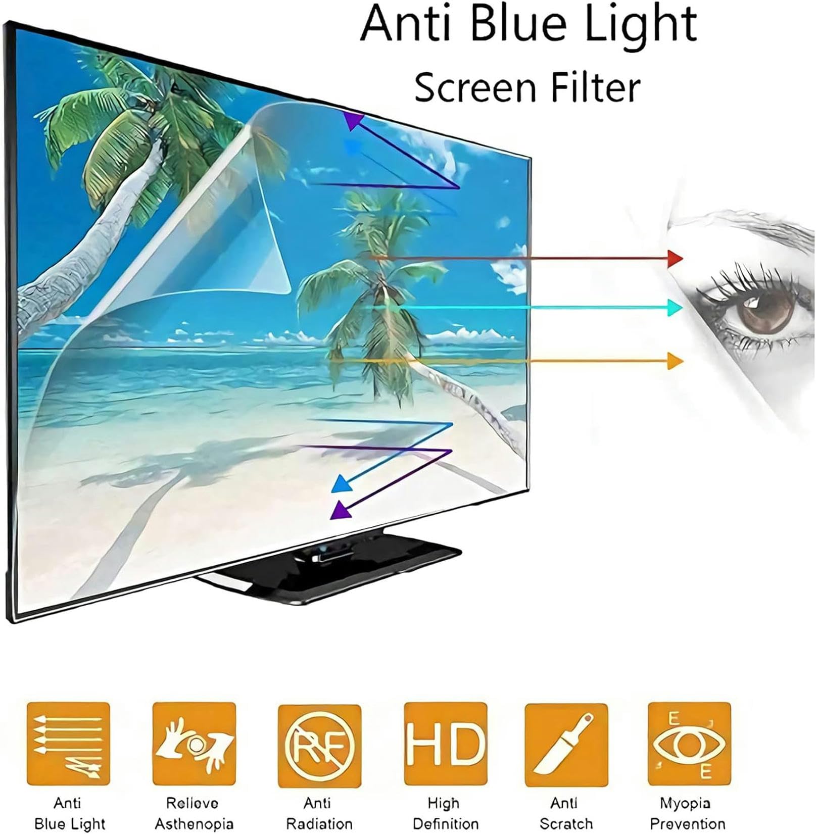 Entspiegelte Displayschutzfolie für 32-43 Zoll TV-Monitore, Blaulichtfilter & UV-Schutzfolie, Kratzfeste Schutzfolie für TV-Monitore, 42 Zoll, 4, 43 Zoll，43 inch