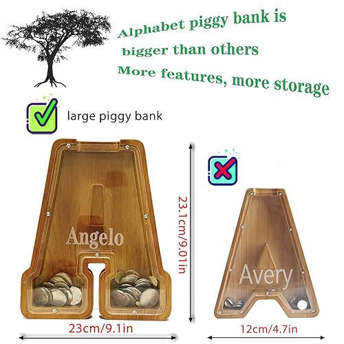 Vista 186 de Personalized Wooden Alphabet Piggy Bank-Kids Piggy Bank-Boys Girls Piggy Bank-Coin Piggy Bank-Bank-Can be Used as Christmas-Birthday Gift-Kids Gift