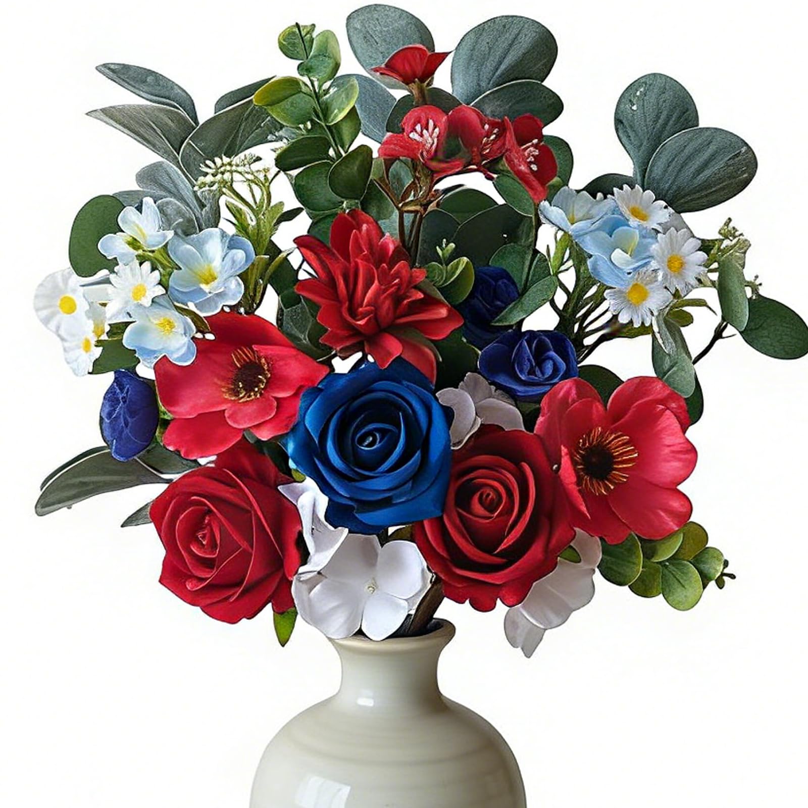 Idyllic 6 Pcs Red White & Blue Patriotic Floral Stems