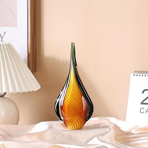 Miniatura 3 de XMGZQ Escultura de vidrio soplado a mano de 9 pulgadas de alto, pisapapeles de vidrio caído para escritorio de oficina, figuras de arte moderno