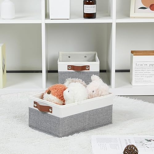 Miniatura 2 de Bidtakay Contenedores de almacenamiento plegables de tela con asas, de 11 x 11 x 11 pulgadas, ligeros, paquete de 4 cestas de ropa, impermeables,