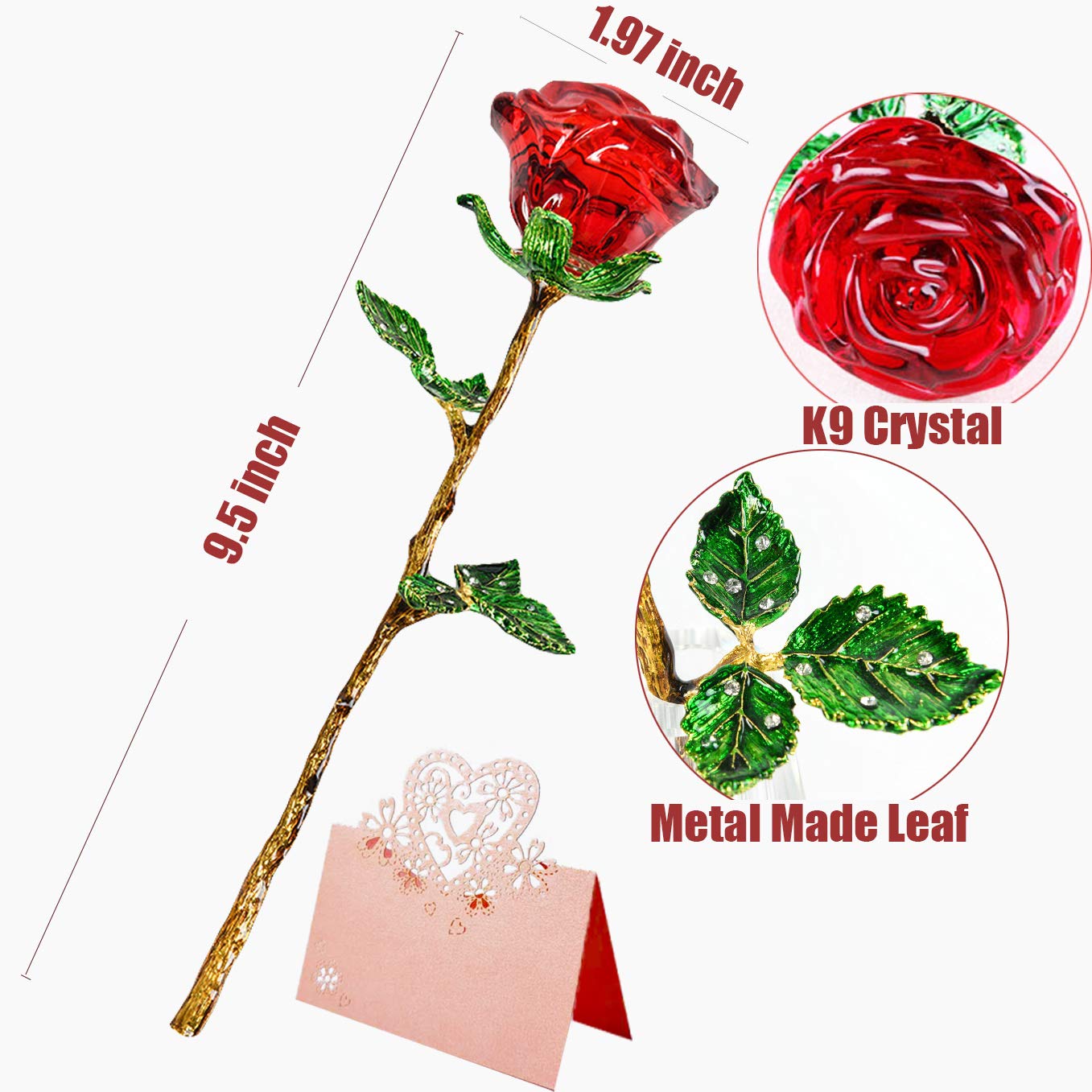 Amazon｜彼女への赤いバラの贈り物、K9クリスタルウィッシュカード付き