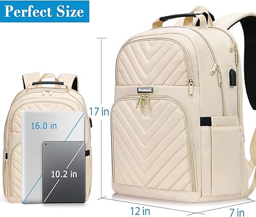 Miniatura 4 de Mochila de viaje para laptop para mujer, mochila acolchada de trabajo de 15.6 pulgadas con puerto de carga USB, mochila escolar para adolescentes,