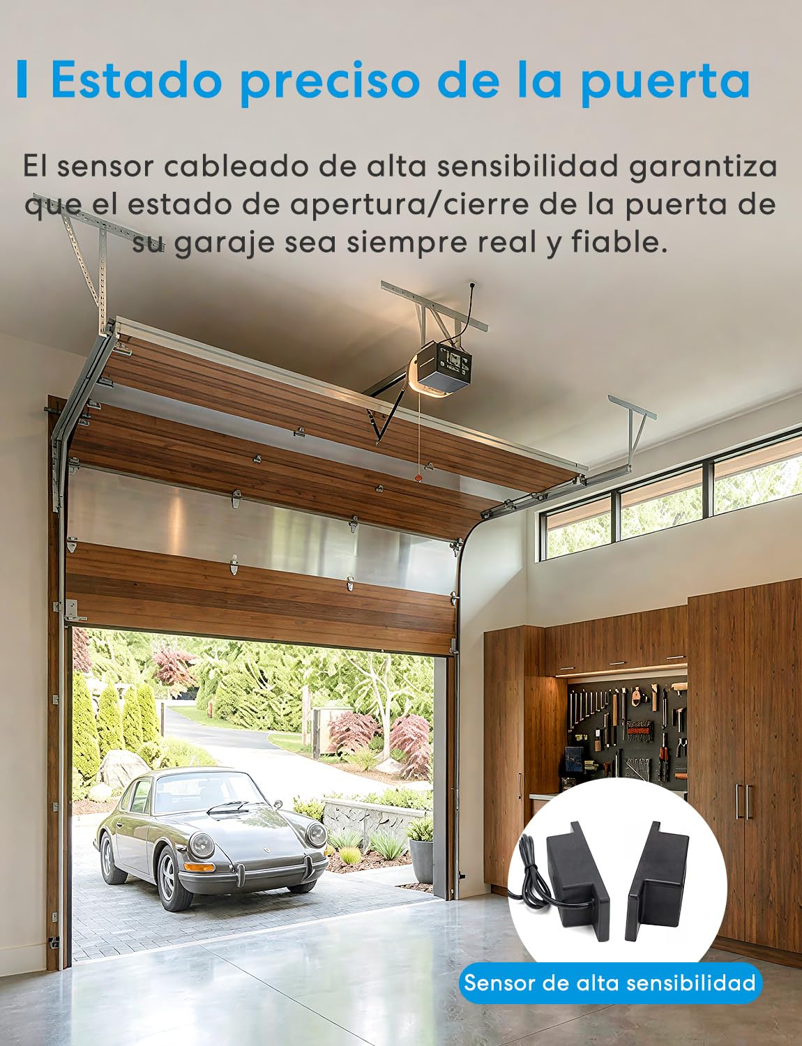 Meross Abridor de Puertas de Garaje Inteligente, Control Remoto y de Voz, Función de Cronómetro, Compatible con Apple HomeKit, Alexa, Google Asistente y SmartThings