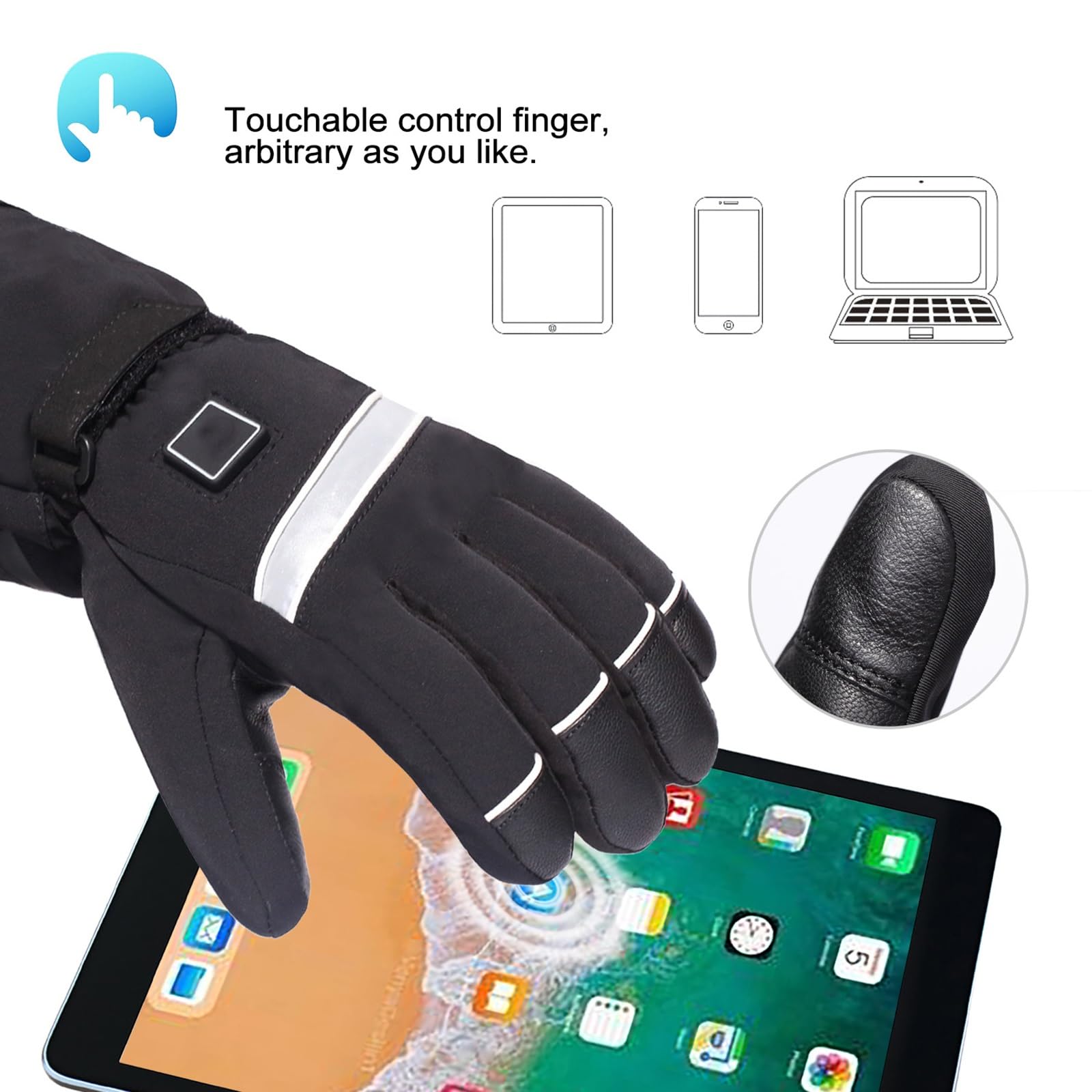 Guantes térmicos para hombre, diseño resistente al viento, impermeables, con pantalla táctil, funcionan con pilas, perfectos para actividades al aire libre de invierno, esquí, ciclismo y mucho más