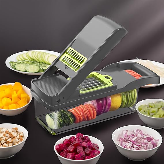 16 in 1 Vegetable Chopper, Vegetable Choppers Vegetable Cutter Mandoline Vegetables Slicer, Potato Chipper, Onion Salad Food Fruits Choppers Manual, Veg Chopper with 7 Blades, Kitchen Tools & Gadgets
