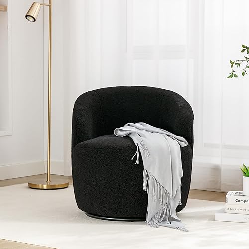 Miniatura 6 de KIVENJAJA Teddy Sherpa - Silla giratoria tapizada con brazo redondo moderno, giratorio de 360 grados, sillón individual pequeño para guardería, sala