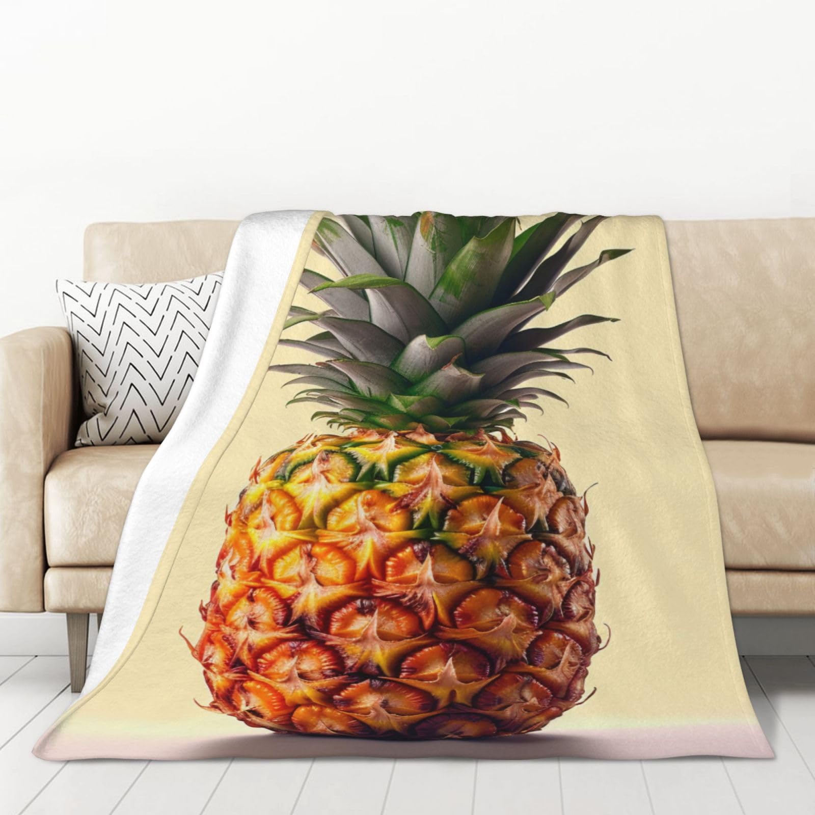 Couverture en flanelle douce imprimé ananas pour cocooner sur le canapé