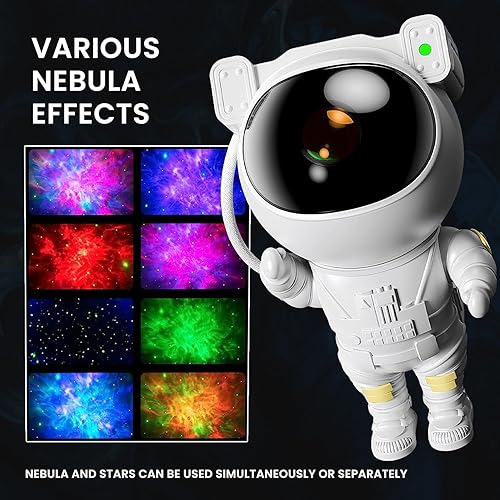 Miniatura 2 de Proyector de estrellas con luz nocturna de galaxia, proyector espacial de astronauta, lámpara LED de proyección de techo de nebulosa estrellada con