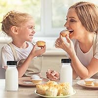 Vista 6 de Hulless 10 botellas de plástico de 8 onzas para jugos, botellas de jugo con tapas negras, adecuadas para jugos, licuados de frutas, leche y bebidas