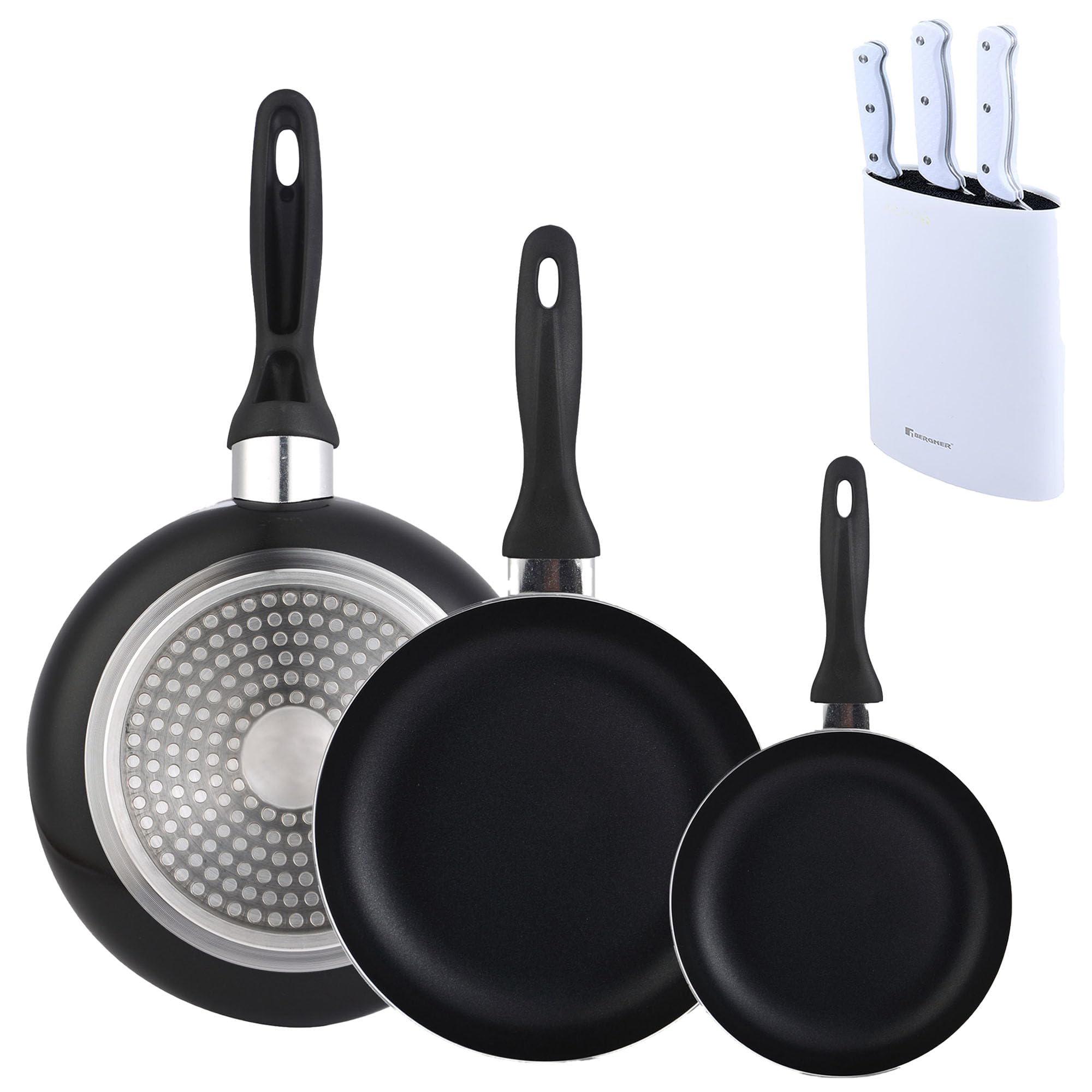 Poêles en aluminium Wellhome et couteaux inox pour cuisiner de bons petits plats