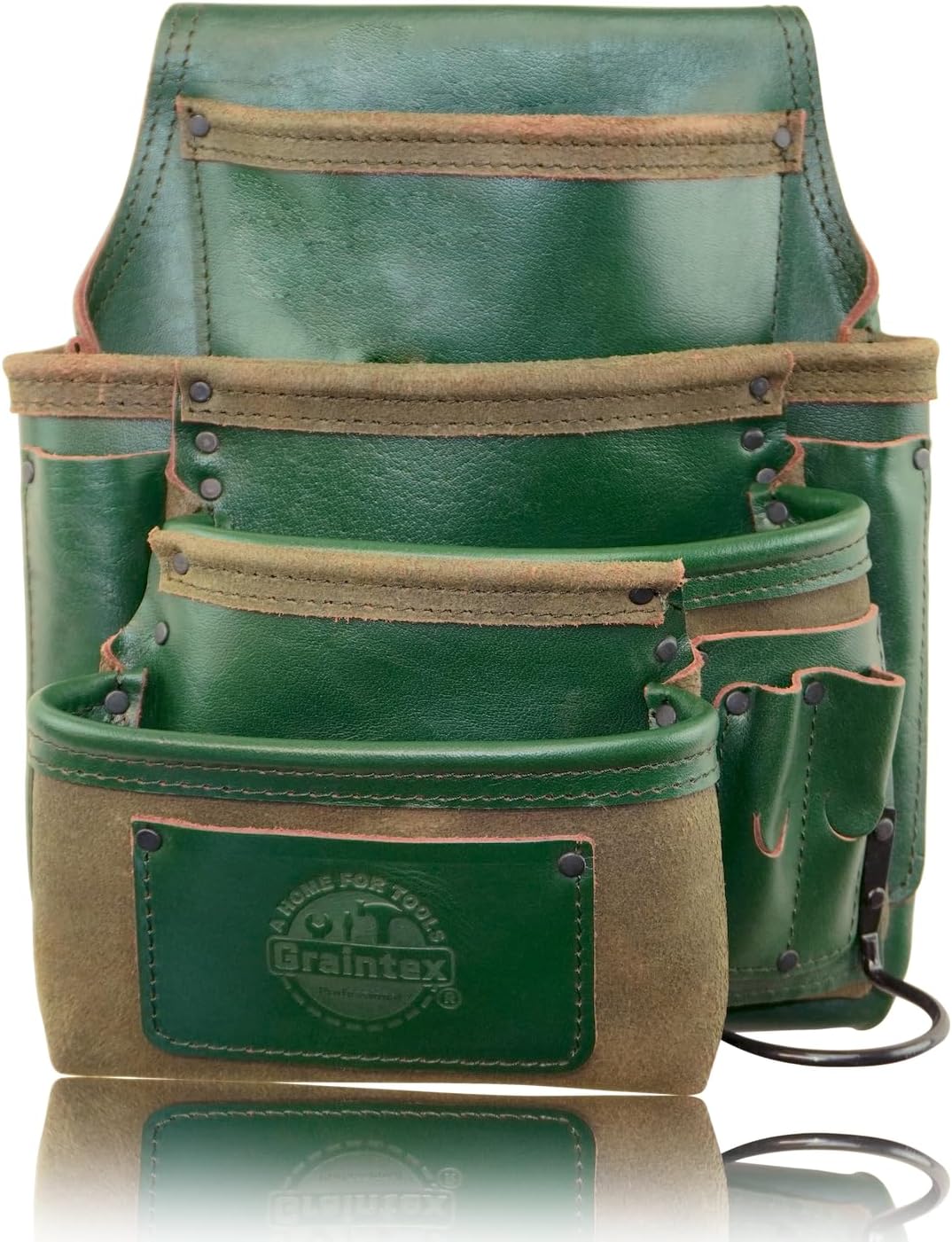 Graintex Ambassador Series 10 Pocket Framers Professional Nail & Tool Pouch Durable and Versatile Genuine Top Grain Leather for Framers, Constructors, Handyman