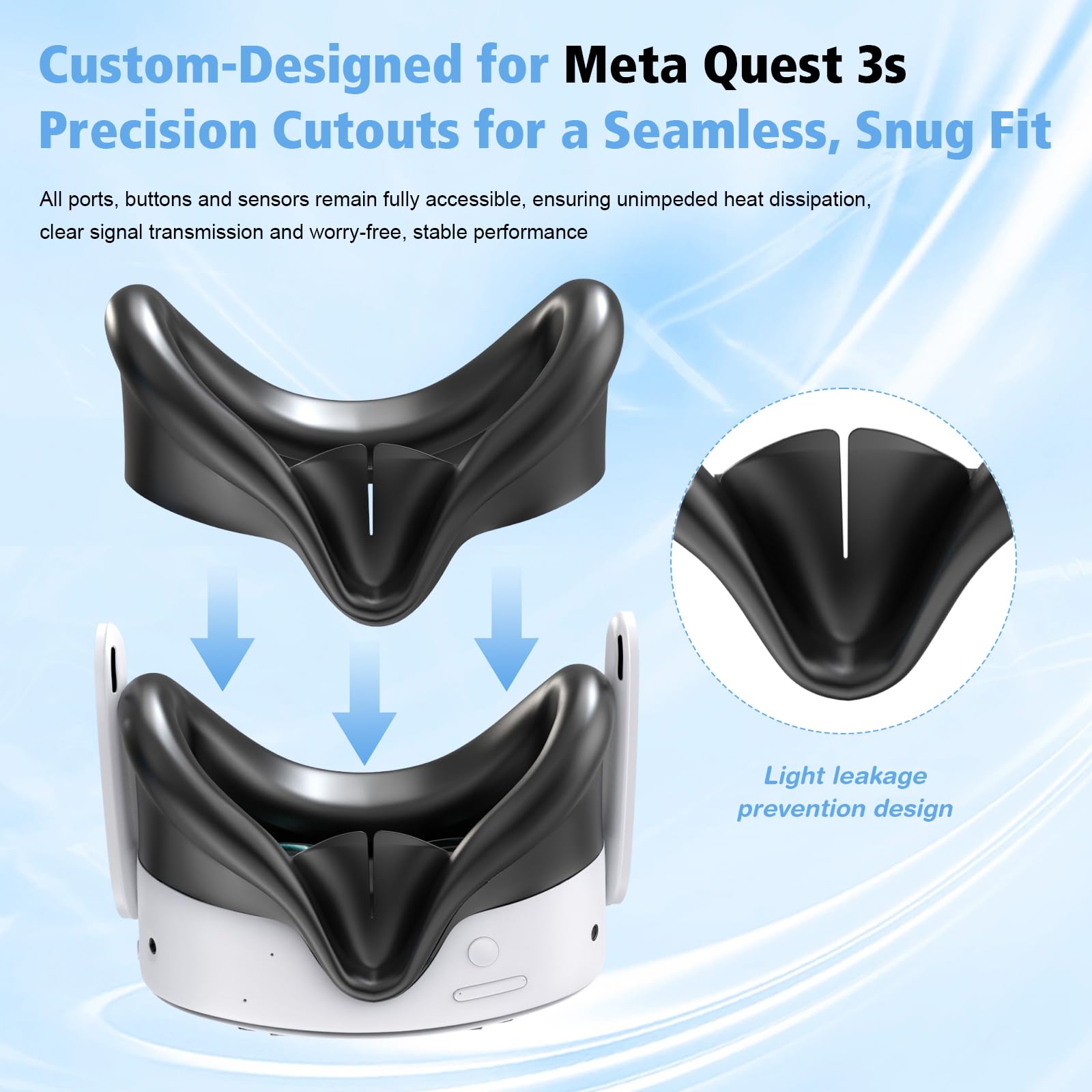 Silikon Cover Set für Meta Quest 3S, 7 Stücke Meta Quest 3S Zubehör Set | Silikon VR Case & Controller Griffe,Silikon Gesichtsabdeckung, Objektivabdeckung, Anti-Rutsch,Stoßdämpfung,Kratzfest