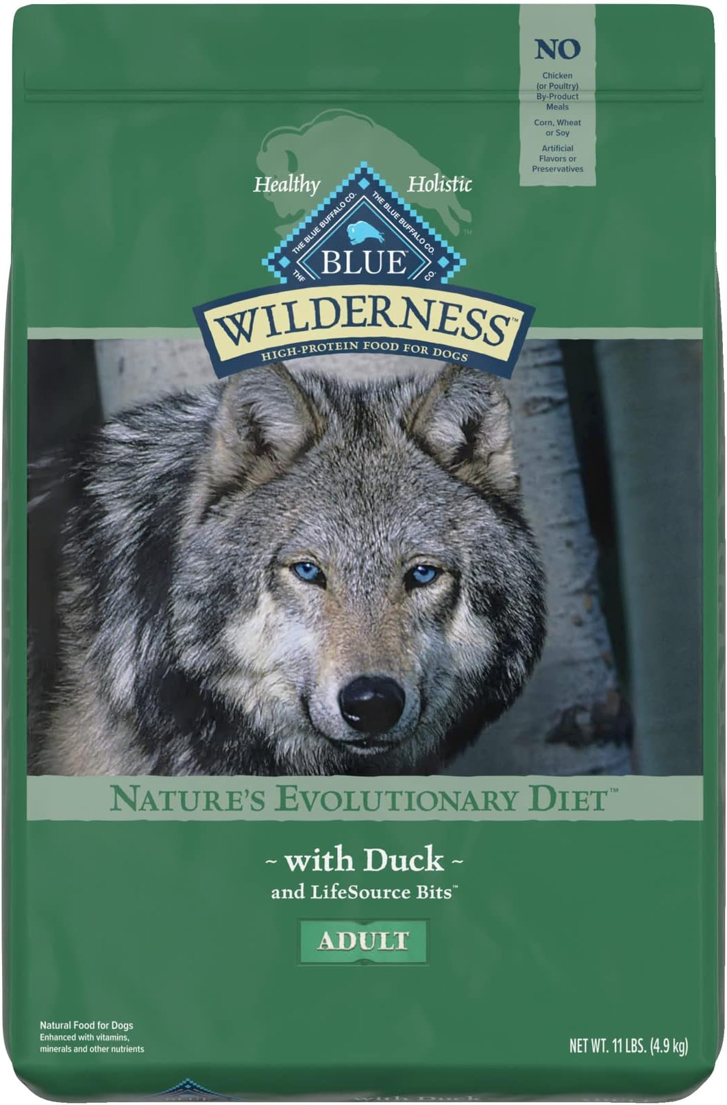 Blue Buffalo Wilderness High Protein, Natural Adult Dry Dog Food, Duck 11-lb