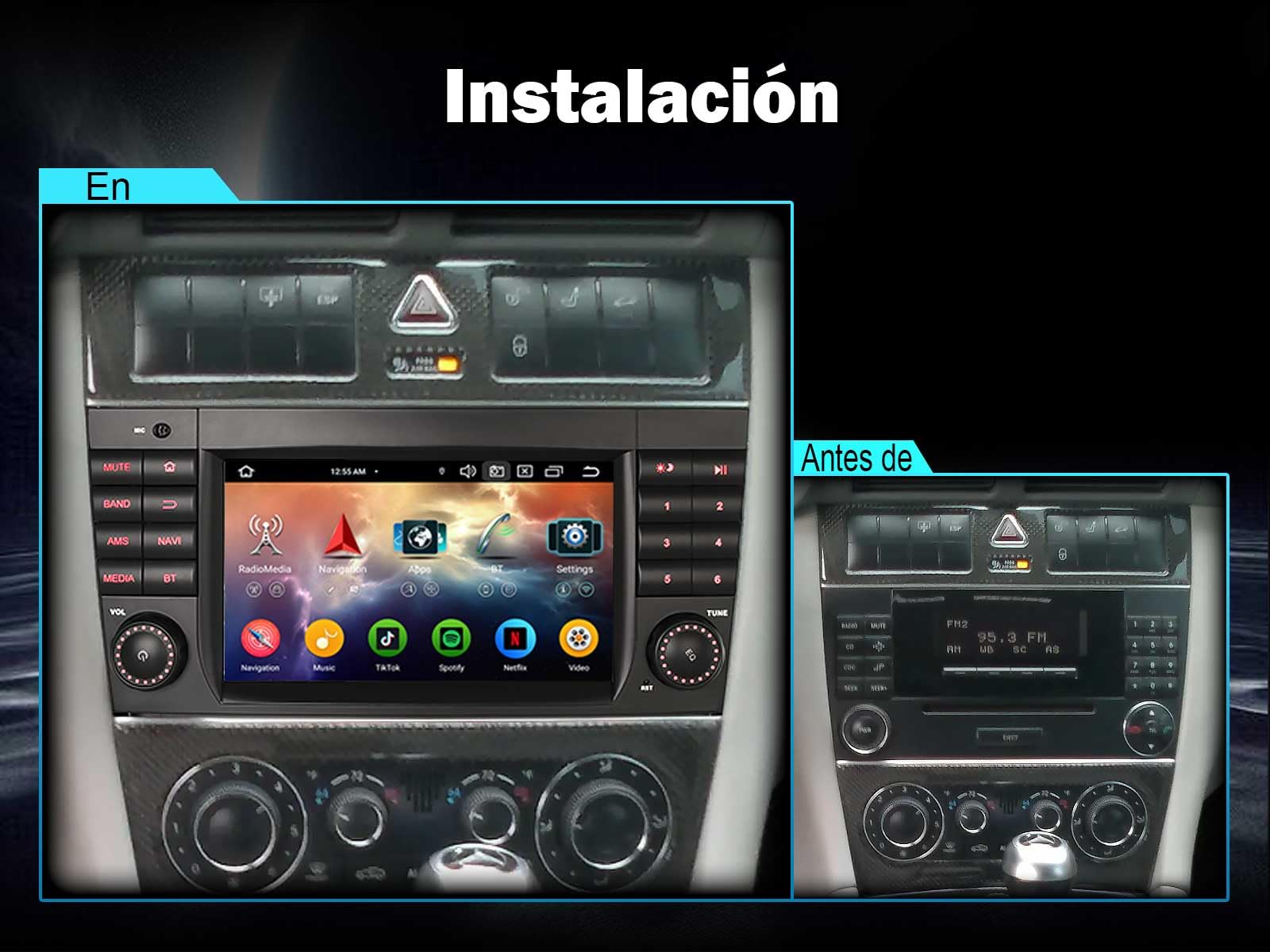 7" Android 16 Radio Coche para Mercedes Clase C/CLC/G W203 S203 CL203 W463 | Pantalla Táctil Estéreo Bluetooth 5.1 CarPlay Android Auto DSP A2DP SWC WiFi Canbus 4GB 64GB