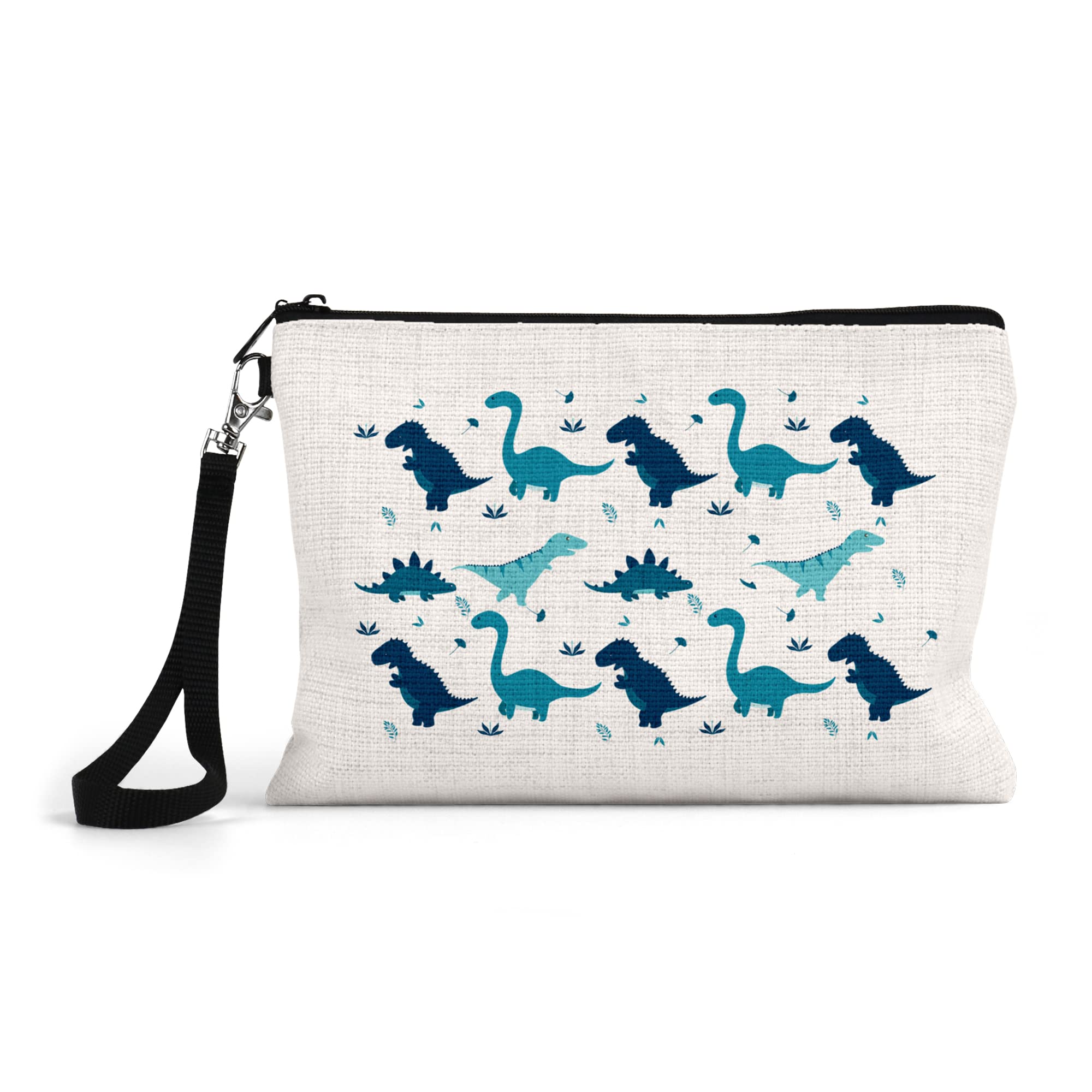 Print Maniacs Personalised Dinosaur Large Pencil Case Canvas Kids Boys Girls Back to School Office Stationary Make Up Organizers Bag (Teal, No Name)