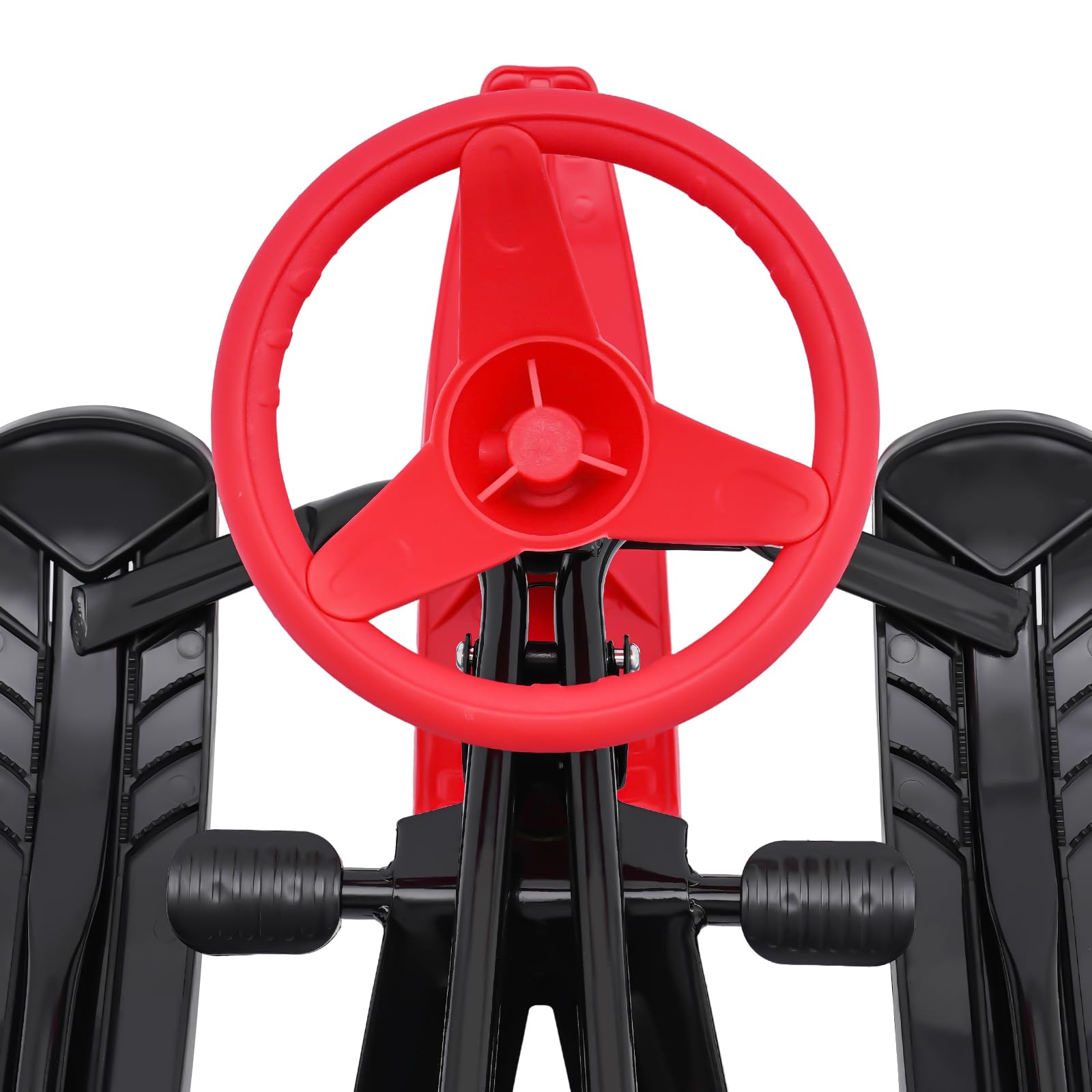 Snow Racer Sled - Trineo de nieve (114 x 50 x 38 cm, con volante y frenos dobles, superficie antideslizante, robusta, para niños y adultos, 100 kg)