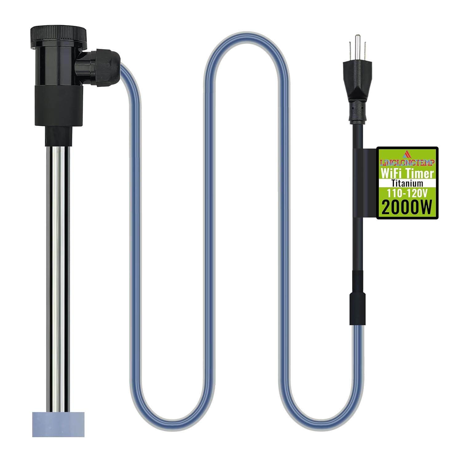 2000W Titanium Submersible Immersion Water Heater for Hot Tub & Pool – Portable Electric Heater with WiFi Timer & Auto Shut Off for Bathtub, Above Ground Pool, Baptism Pool & Baptistry