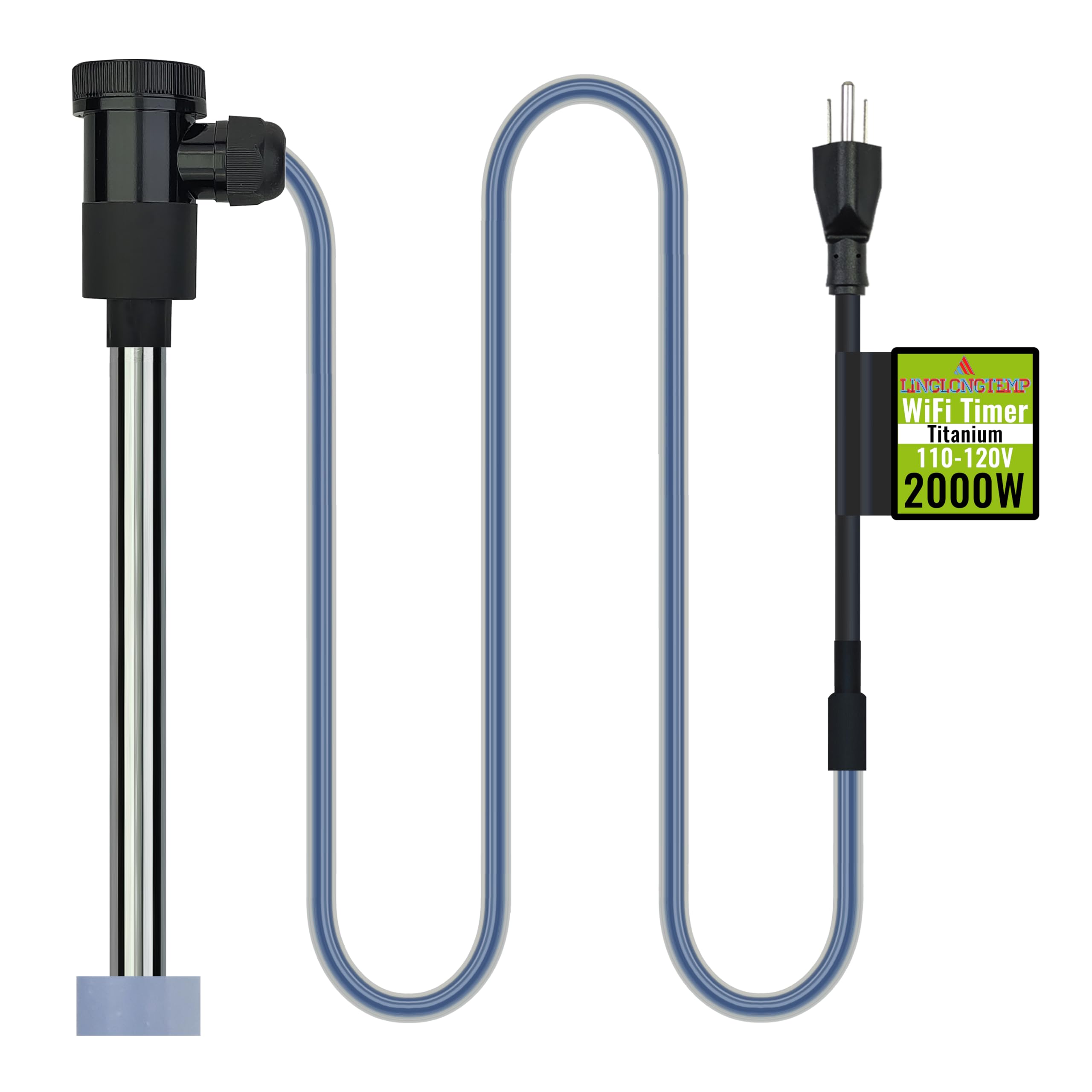 Photo 1 of LINGLONGTEMP 2000W Titanium Submersible Immersion Water Heater for Hot Tub & Pool – Portable Electric Heater with WiFi Timer & Auto Shut Off for Bathtub, Above Ground Pool, Baptism Pool & Baptistry