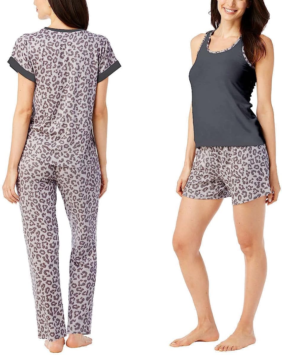 Lucky Brand Women's Pajama Set - 4 Piece Sleep Shirt, Tank Top, Pajama Pants, Lounge Shorts (S-XL) - Image 2
