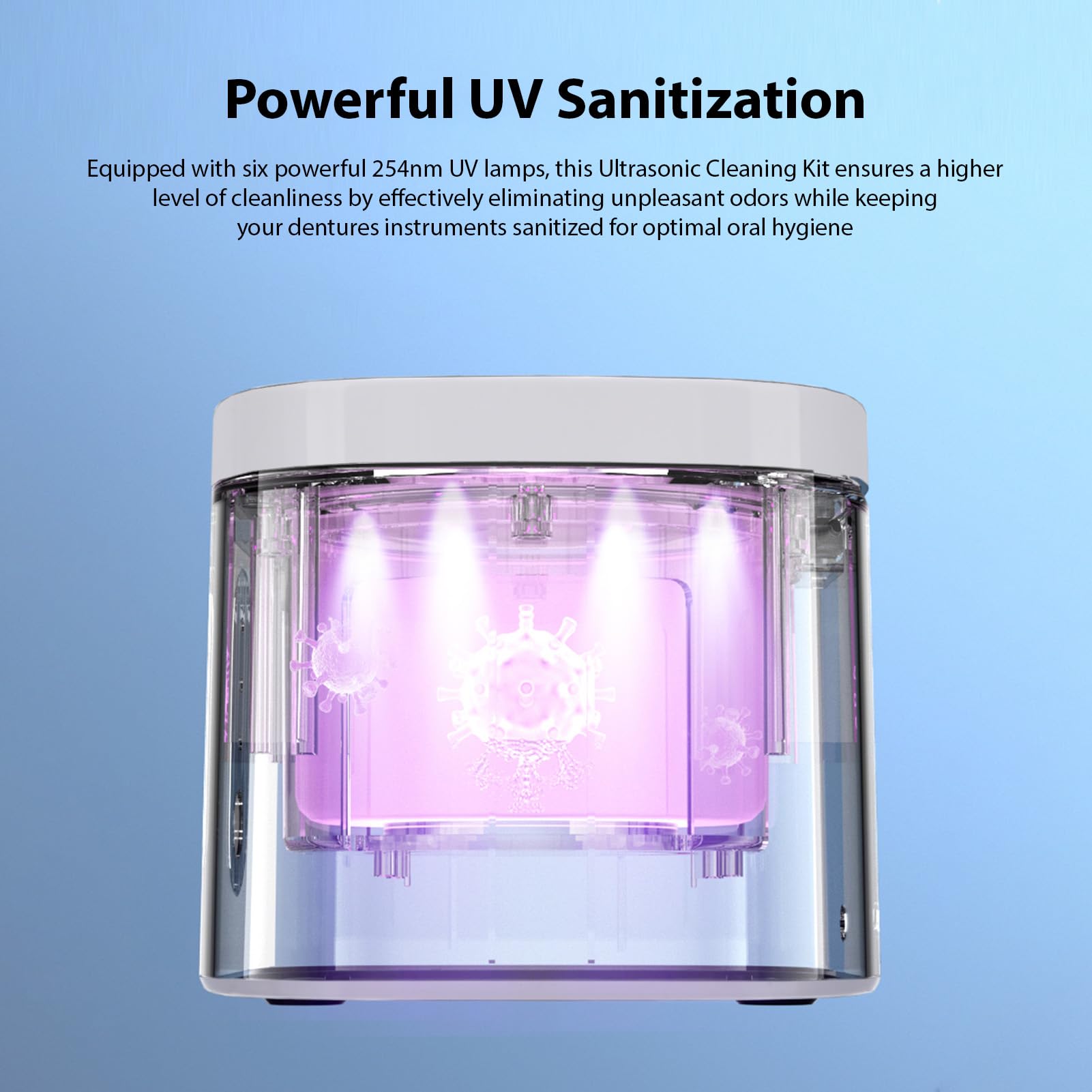 Buachois Limpieza de Joyas con Ultrasonido, 200ML, Limpieza UV, para Gafas, Joyas y Correas de Reloj