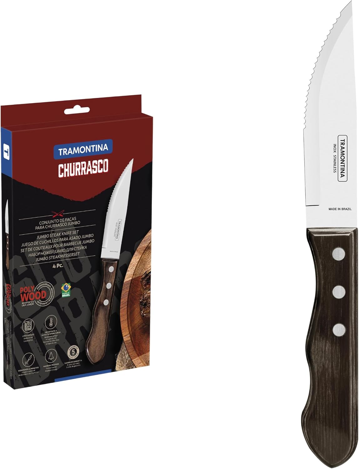 Tramontina Churrasco 21199/931 Jumbo Biftek-Steak Bıçağı (4lü Blister)