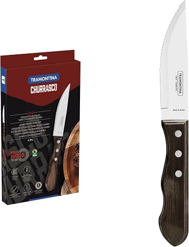 Tramontina 5" (13cm) 4piece Jumbo Table Steak Knife Set with Wooden Handles