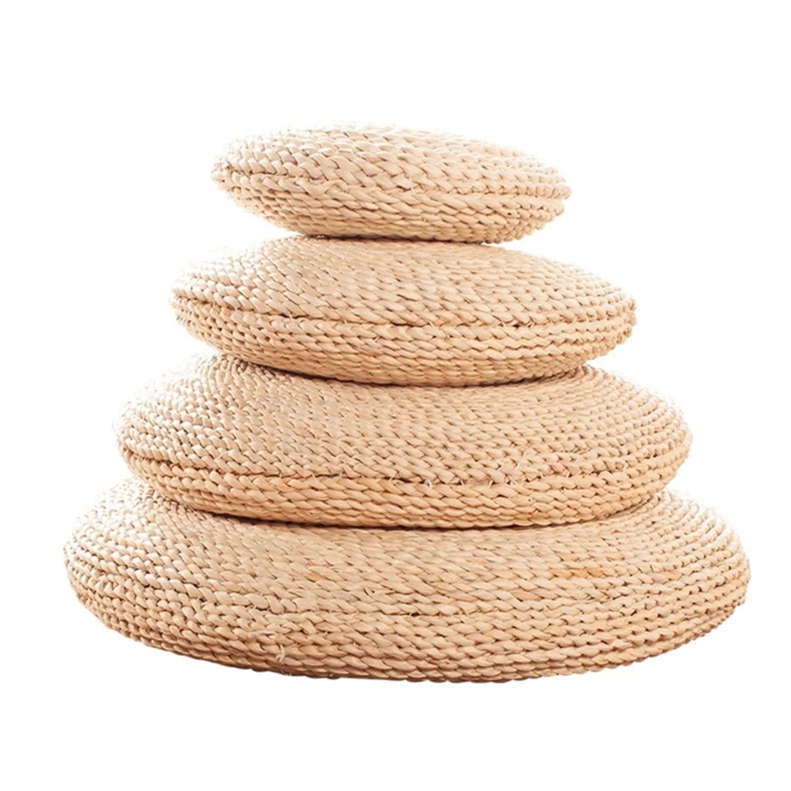 Tapis de méditation Yoga Pouf rond mince paille rotin tissé for le tapis coussin siège for salon à la maison pour Méditation