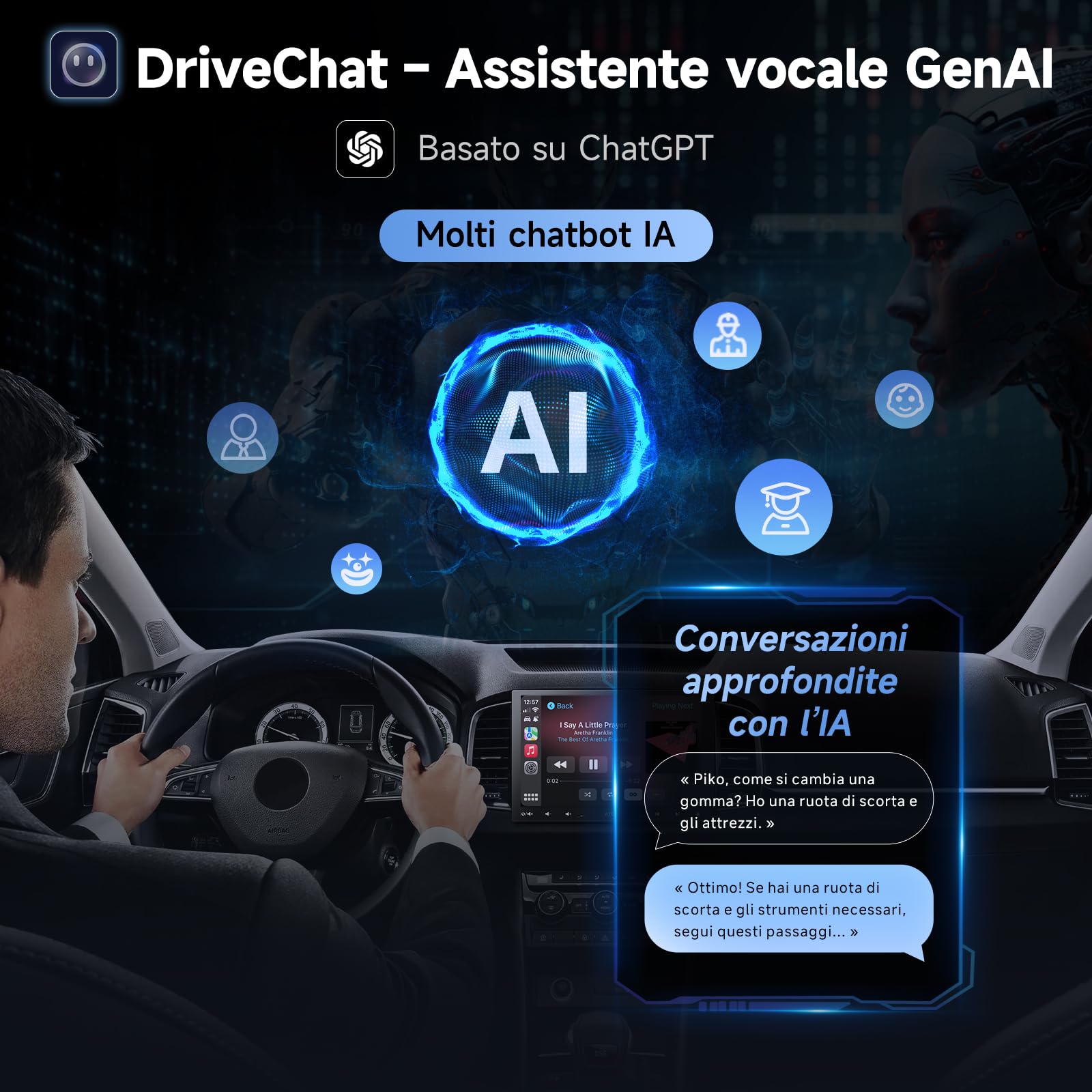 A5L 10.1 Pollici Doppio DIN e Adattivo a Singolo DIN Autoradio Android, CarPlay Senza Fili e Android Auto, Tracciamento GPS, Tethering WiFi/BT/USB,Telecamera di Retromarcia, HD LRV, 2G+32G